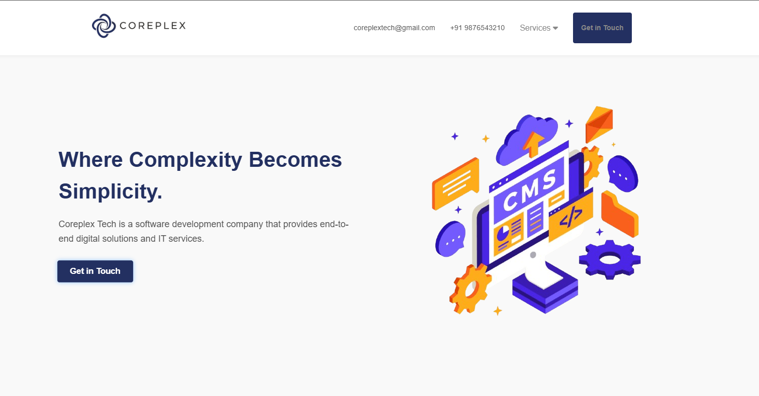 CoreplexTech project - business website design